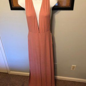 Forever 21 Coral Deep Plunging Maxi Dress